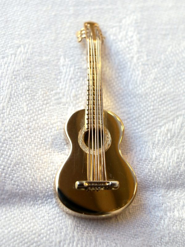 Mini guitare en or jaune et or gris