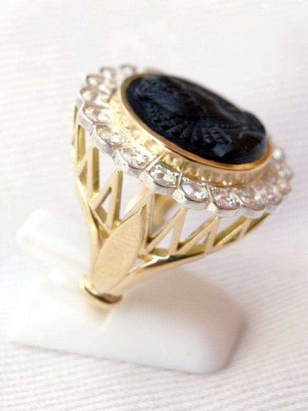 Bague or et argent onyx