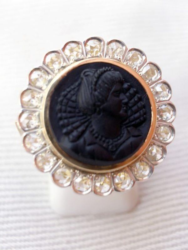 Bague en or argent onyx